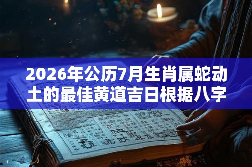 2026年公历7月生肖属蛇动土的最佳黄道吉日根据八字查询 2026年公历7月生肖属蛇动土的最佳黄道吉日根据八字查询