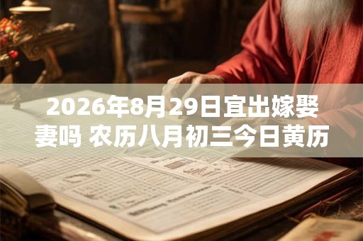2026年8月29日宜出嫁娶妻吗 农历八月初三今日黄历 2026年8月29日宜出嫁娶妻吗 农历八月初三今日黄历