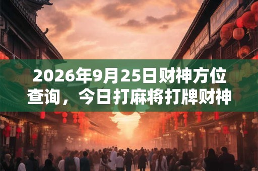 2026年9月25日财神方位查询，今日打麻将打牌财神方位