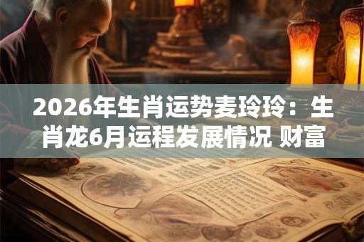 2026年生肖运势麦玲玲:生肖龙6月运程发展情况 财富增值脱单有望 2026年生肖运势麦玲玲:生肖龙6月运程发展情况 财富增值脱单有望