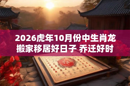 2026虎年10月份中生肖龙搬家移居好日子 乔迁好时机