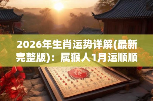 2026年生肖运势详解(最新完整版):属猴人1月运顺顺利利生活幸福 2026年生肖运势详解(最新完整版):属猴人1月运顺顺利利生活幸福