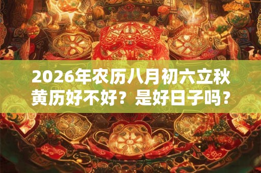 2026年农历八月初六立秋黄历好不好？是好日子吗？