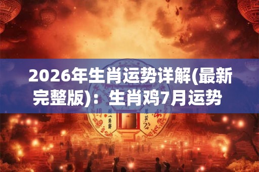 2026年生肖运势详解(最新完整版):生肖鸡7月运势 桃花极旺顺利脱单 2026年生肖运势详解(最新完整版):生肖鸡7月运势 桃花极旺顺利脱单