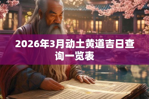 2026年3月动土黄道吉日查询一览表 2026年3月动土黄道吉日查询一览表