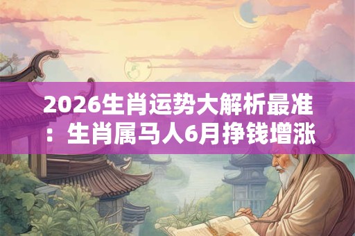 2026生肖运势大解析最准:生肖属马人6月挣钱增涨气场强大 2026生肖运势大解析最准:生肖属马人6月挣钱增涨气场强大