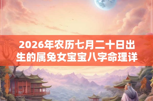 2026年农历七月二十日出生的属兔女宝宝八字命理详解