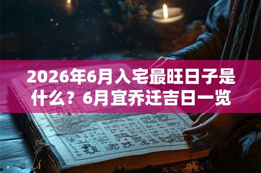 2026年6月入宅最旺日子是什么？6月宜乔迁吉日一览表