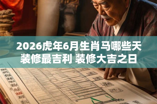 2026虎年6月生肖马哪些天装修最吉利 装修大吉之日