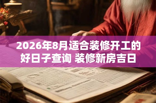 2026年8月适合装修开工的好日子查询 装修新房吉日
