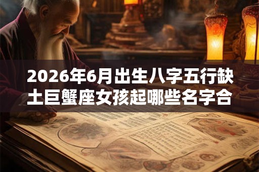 2026年6月出生八字五行缺土巨蟹座女孩起哪些名字合适？