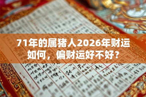 71年的属猪人2026年财运如何，偏财运好不好？