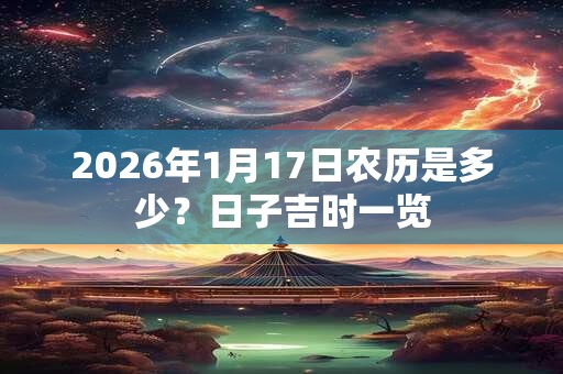 2026年1月17日农历是多少？日子吉时一览