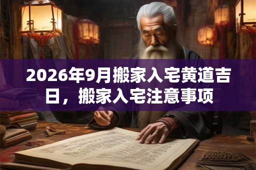 2026年9月搬家入宅黄道吉日，搬家入宅注意事项