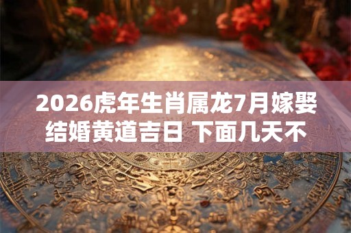 2026虎年生肖属龙7月嫁娶结婚黄道吉日 下面几天不错