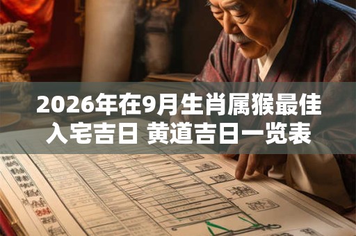 2026年在9月生肖属猴最佳入宅吉日 黄道吉日一览表 2026年在9月生肖属猴最佳入宅吉日 黄道吉日一览表