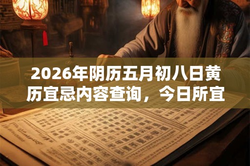 2026年阴历五月初八日黄历宜忌内容查询，今日所宜什么