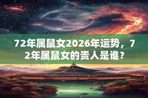 72年属鼠女2026年运势，72年属鼠女的贵人是谁？