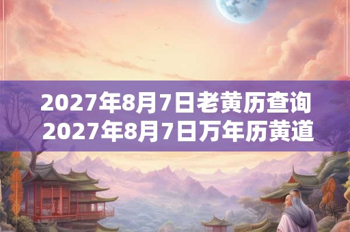 2027年8月7日老黄历查询 2027年8月7日万年历黄道吉日