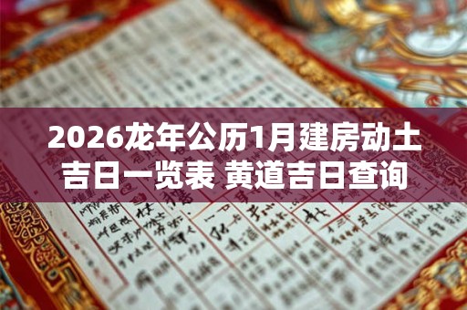 2026龙年公历1月建房动土吉日一览表 黄道吉日查询