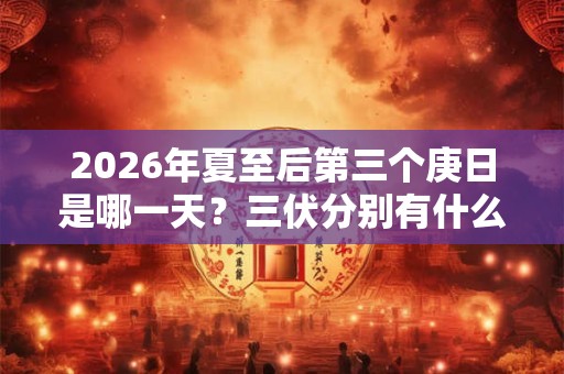 2026年夏至后第三个庚日是哪一天？三伏分别有什么特点？