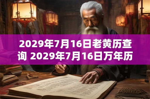 2029年7月16日老黄历查询 2029年7月16日万年历黄道吉日