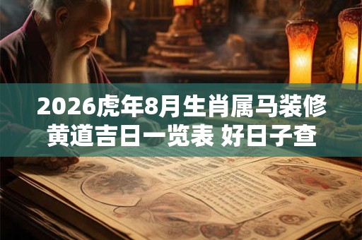 2026虎年8月生肖属马装修黄道吉日一览表 好日子查询 2026虎年8月生肖属马装修黄道吉日一览表 好日子查询