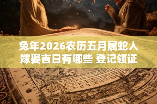 兔年2026农历五月属蛇人嫁娶吉日有哪些 登记领证好日子 兔年2026农历五月属蛇人嫁娶吉日有哪些 登记领证好日子