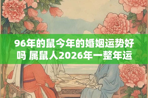 96年的鼠今年的婚姻运势好吗 属鼠人2026年一整年运势 96年的鼠今年的婚姻运势好吗 属鼠人2026年一整年运势
