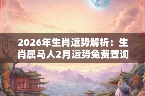 2026年生肖运势解析：生肖属马人2月运势免费查询