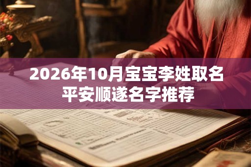 2026年10月宝宝李姓取名 平安顺遂名字推荐