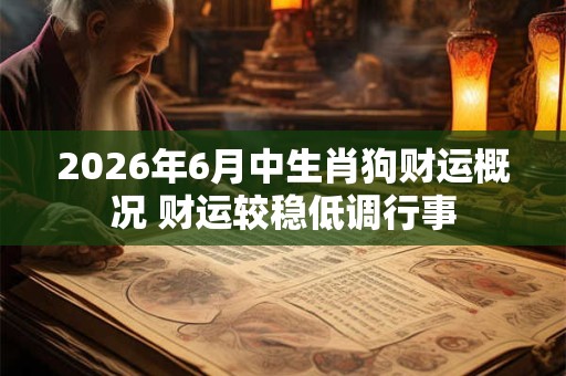 2026年6月中生肖狗财运概况 财运较稳低调行事