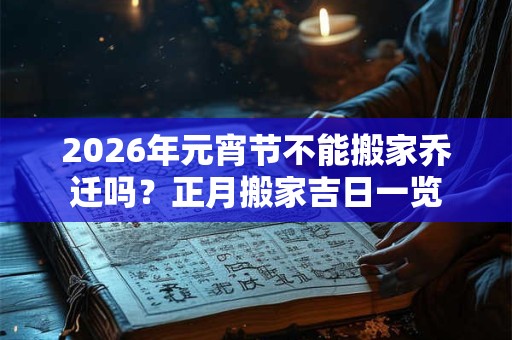 2026年元宵节不能搬家乔迁吗？正月搬家吉日一览
