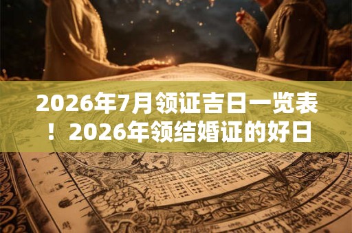 2026年7月领证吉日一览表！2026年领结婚证的好日子查询