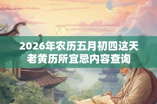 2026年农历五月初四这天老黄历所宜忌内容查询 2026年农历五月初四这天老黄历所宜忌内容查询