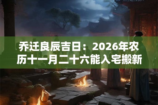 乔迁良辰吉日：2026年农历十一月二十六能入宅搬新家吗？