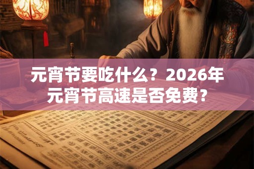 元宵节要吃什么？2026年元宵节高速是否免费？