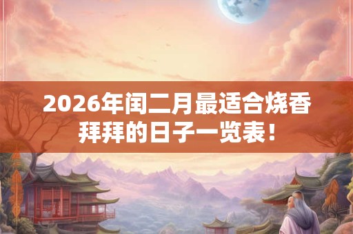 2026年闰二月最适合烧香拜拜的日子一览表！