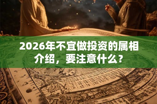 2026年不宜做投资的属相介绍，要注意什么？