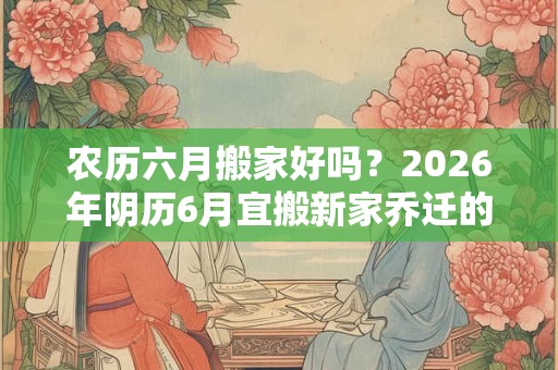 农历六月搬家好吗？2026年阴历6月宜搬新家乔迁的黄道吉日