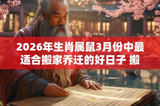 2026年生肖属鼠3月份中最适合搬家乔迁的好日子 搬新家讲究什么