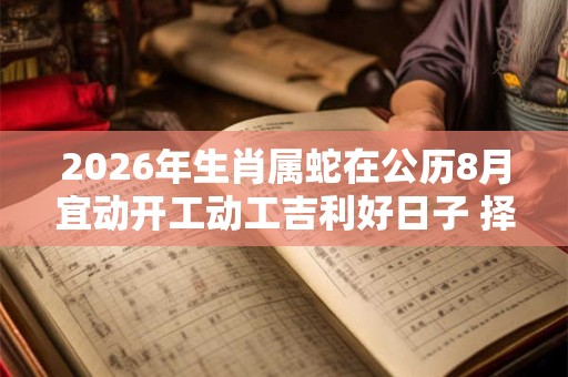 2026年生肖属蛇在公历8月宜动开工动工吉利好日子 择选上等吉日