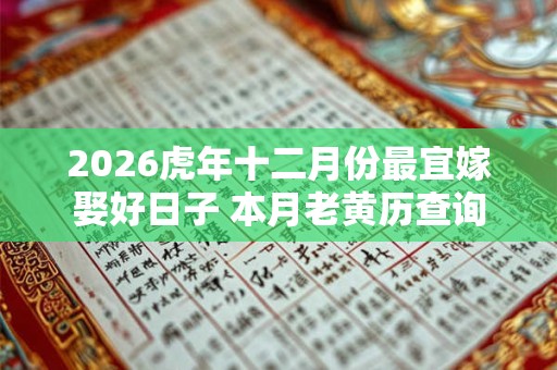 2026虎年十二月份最宜嫁娶好日子 本月老黄历查询