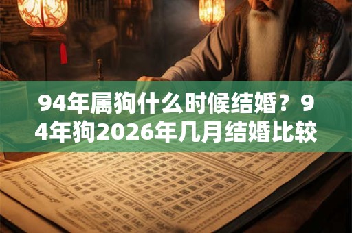 94年属狗什么时候结婚？94年狗2026年几月结婚比较好？