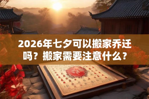 2026年七夕可以搬家乔迁吗？搬家需要注意什么？
