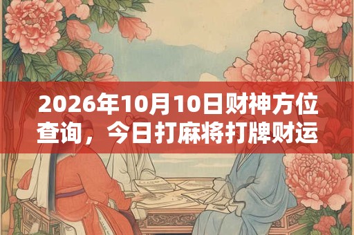 2026年10月10日财神方位查询，今日打麻将打牌财运方位