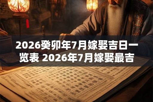 2026癸卯年7月嫁娶吉日一览表 2026年7月嫁娶最吉利的日子