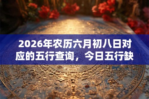 2026年农历六月初八日对应的五行查询，今日五行缺什么
