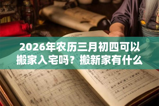 2026年农历三月初四可以搬家入宅吗？搬新家有什么讲究？