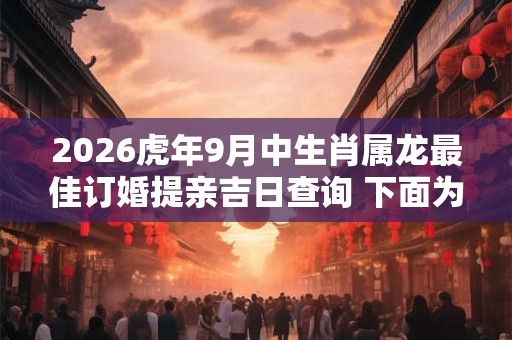 2026虎年9月中生肖属龙最佳订婚提亲吉日查询 下面为大吉日